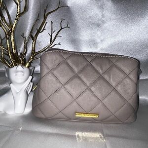 Joy Mangano Gray Quilted Clutch with Gold Hardware